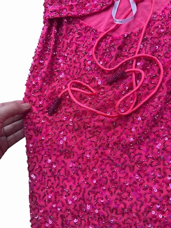 Retrofête Women's Pink Sequin Cowl Neck Mich Bodycon Dress Size M - Image 8
