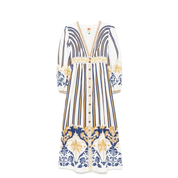 FARM Rio Pineapple Deco Maxi Dress Puff Sleeve Size Medium - Image 3