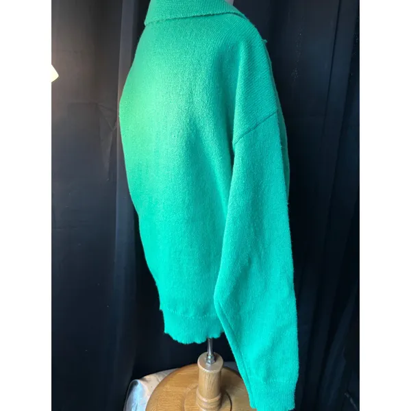 Noracora Green Button Up Cardigan Sweater Polo Collar Size S - Image 7