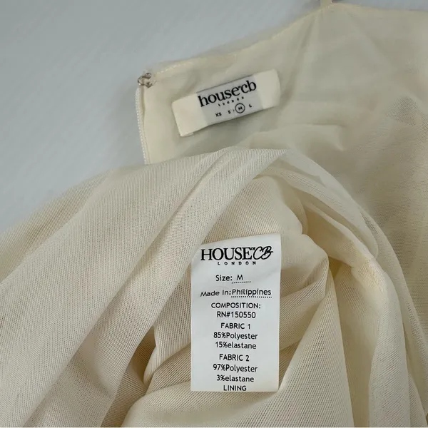 House of CB Sirene Gathered Organza Mesh Dress Ivory, M - Image 8