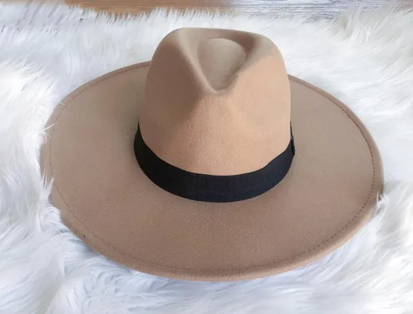 Light brown fedora with black trim, brand new - Image 2