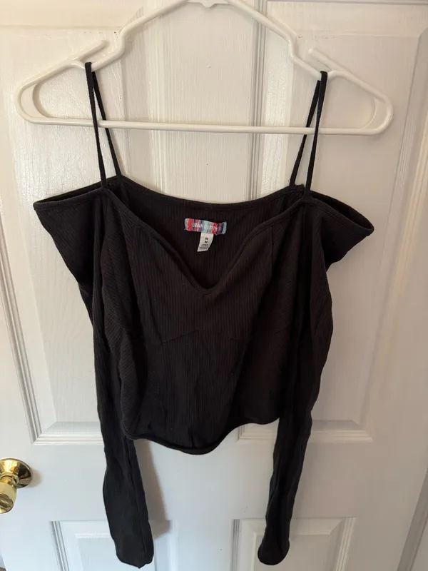 Urban Outfitters Off-The-Shoulder Black Long Sleeve Top - Image 2