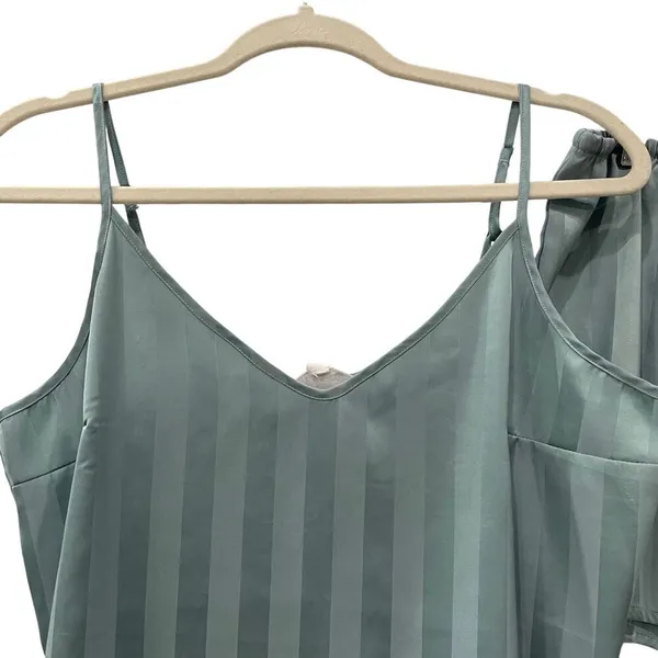 Danskin Blue Silky Stripe Tank Top Short Pajama Sleep Set Size XL - Image 8