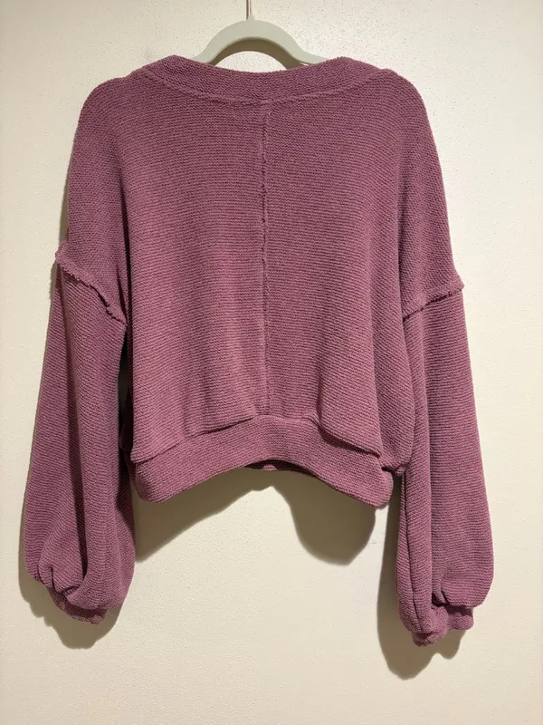 Free People FP Beach Happy Pullover Sweater Sweatshirt Mauve - Image 8