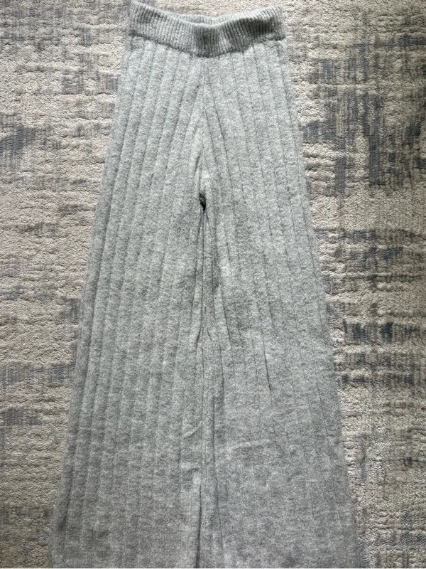 Sincerely Jules Light Gray Ribbed Boot Cut Pants - Image 3