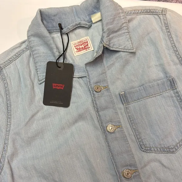 Levi's Heritage Denim Romper‎ Shortsleeve Light Blue 100% Cotton C46 - Image 6