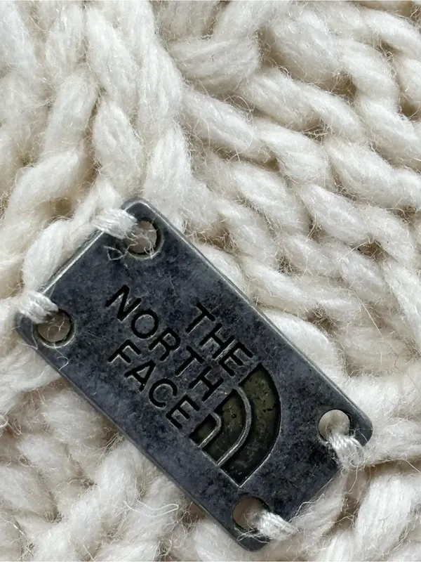 The North Face Cream Knit Beanie - Chunky Cable Style - Image 2