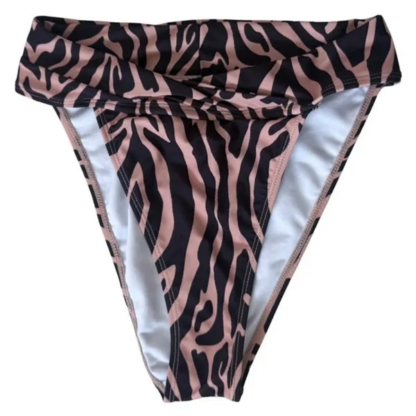 Nasty Gal Animal Print High-Waisted High Leg Bikini Set Brown Tan Size 2 XS NWOT - Image 13