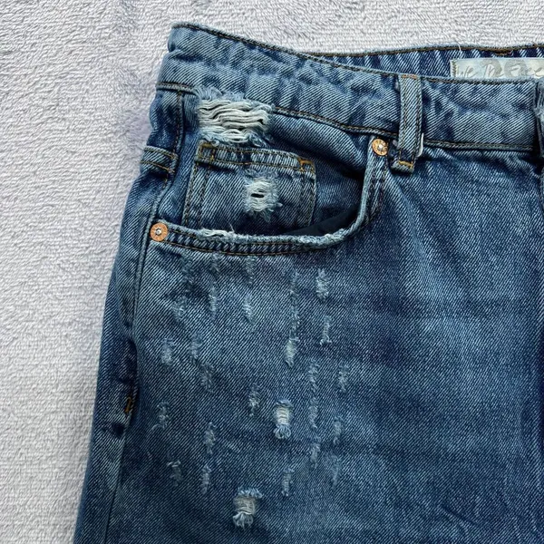 We The Free People Jeans Womens 29 Distressed Blue Denim Mid Rise Tapered Casual - Image 7