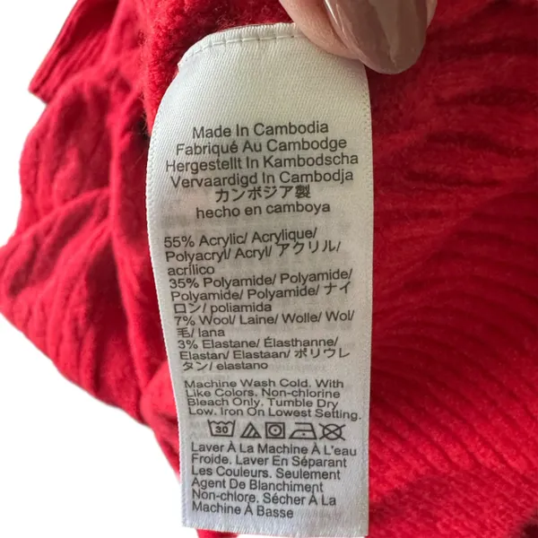 J. Crew - Red Extra Soft Preppy Cardigan Cable Knit Sweater Sz M - Image 8