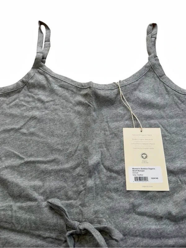 Coyuchi Womens Solstice Organic Short Romper Gray Heather XSmall NWT - Image 2