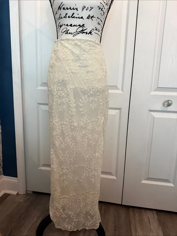 Altar'd State Ivory Embroidered Maxi Skirt - Image 2