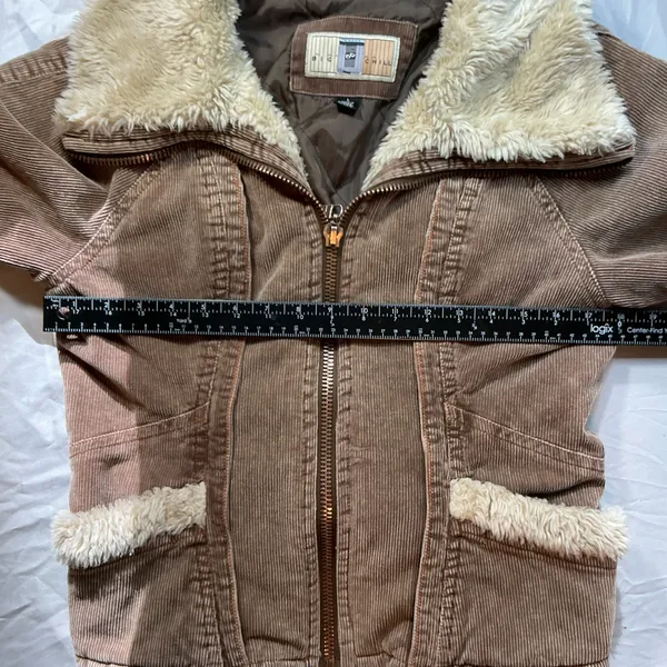 Big Chill Vintage Brown Corduroy Sherpa Collar Jacket Size L - Image 4