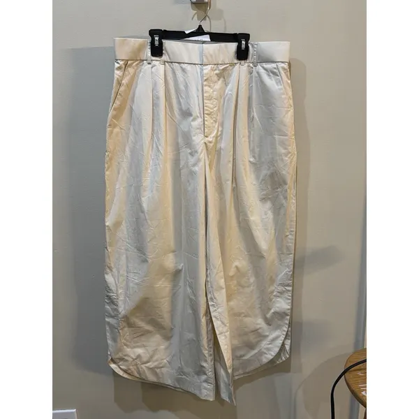 Anthropologie Mare Mare Curved-Hem Chino Pants Wide Leg Light Sand Size XL - Image 4
