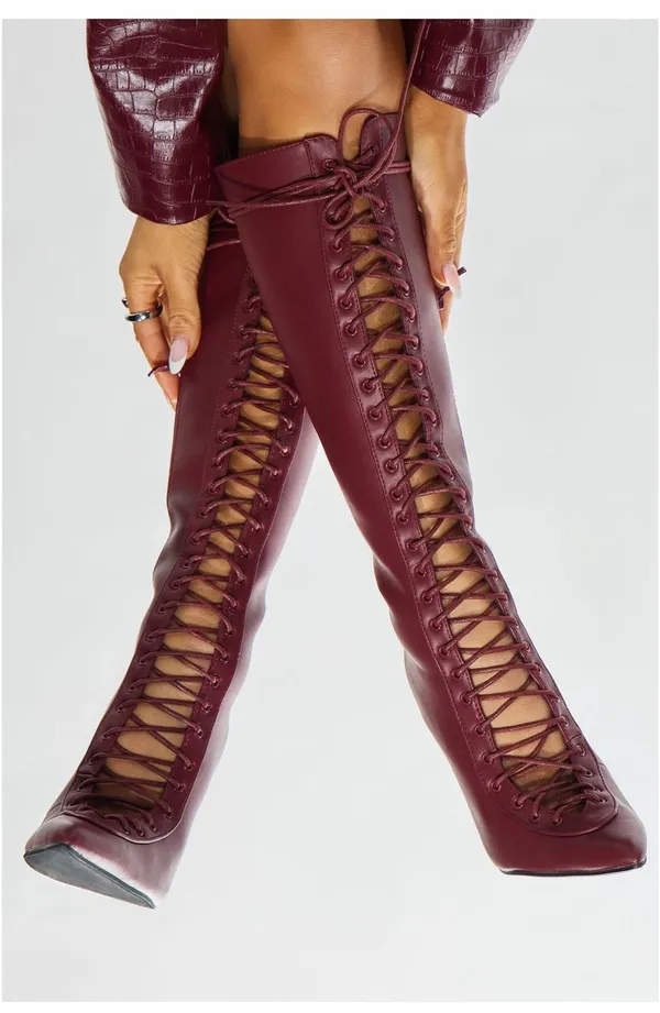 FashioNova Dagger Lace Up Boots - Image 2