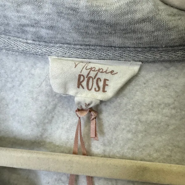 Hippie Rose Heather Gray Quarter Snap Mock Neck Sweatshirt‎ Medium Athleisure - Image 9