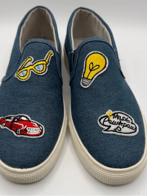Vintage Havana Denim Patch Slip On Sneakers Women’s 8 Blue Embroidered - Image 2
