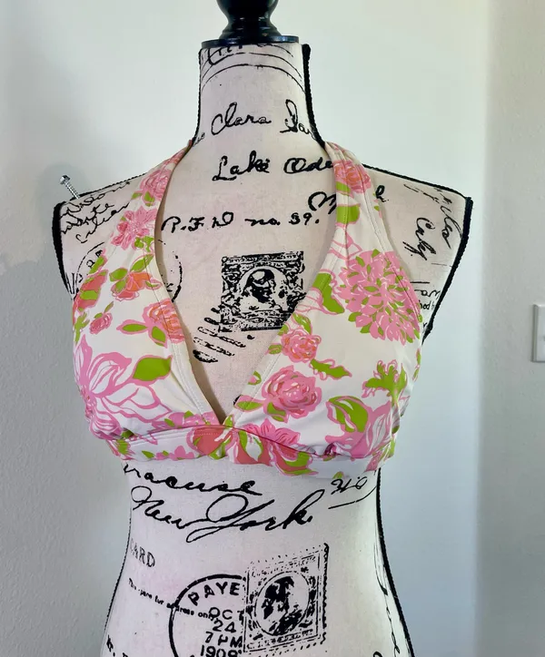 Lilly Pulitzer bikini Swimming top with push up hot pink Green Sz XS RN 88189 - Image 3