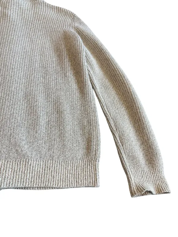 L.L. Bean Zip-Down Cardigan Sweater Ribbed Stretch Light Grey Size Large Women's - Image 11