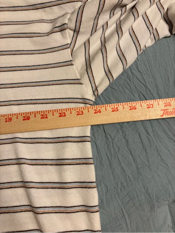 Madewell 1X Cream Striped Ribbed Knit Long Sleeve Top Relaxed Fit - Image 4