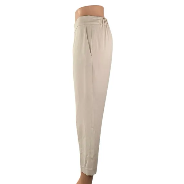 Aritzia Babaton Women's Beige High Rise Tapered Cropped Trousers Pants Size S - Image 2