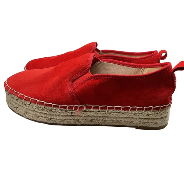 Sam Edelman Carrin Red Suede Espadrille Slip On Platform Sneakers Womens‎ 7M 37 - Image 11
