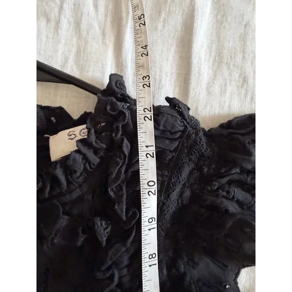 Sea New York Eyelet Blouse Women S Black Ruffle Sleeveless Cotton Top - Image 5