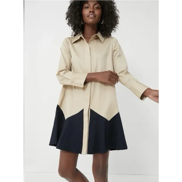 Tuckernuck Sand Roux button up structured colorblock mini dress WOMENS SMALL - Image 8