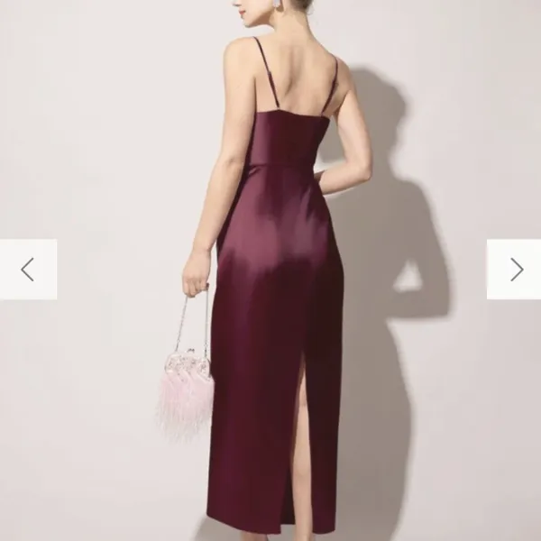 RIHOAS The Red Back Slit Satin Sling Maxi Dress 2 - Image 2