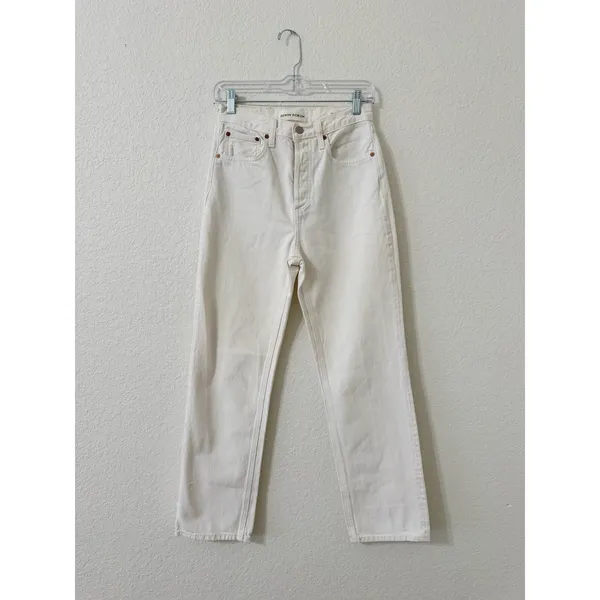 Aritzia Denim Forum The Joni High Rise Loose Jeans 24 White Ecru Straight Leg - Image 3