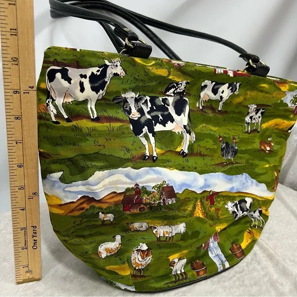 Country farm novelty handbag barn cows farmer sheep bunny rabbit scarecrow purse - Image 8