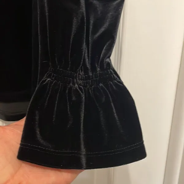 ✨Motherhood Maternity Black Velvet Long Sleeve Off the Shoulder Top - Image 2
