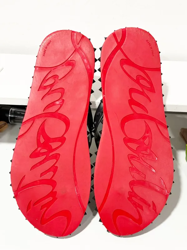 Christian Louboutin Super Loubi Rubber Flip Flop Women's Black Spike Red Bottom - Image 4