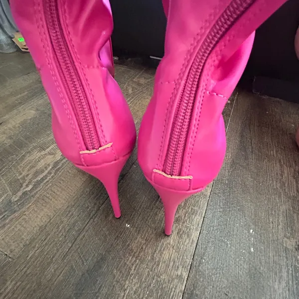 Cape Robbin Toxic thigh-high Hot Pink‎ Over The Knee Peep Toe Stiletto Boots 8 - Image 4