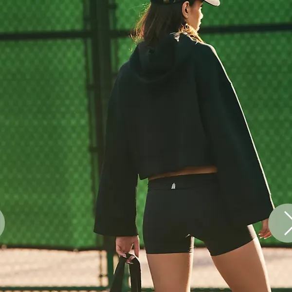 Free People Movement Playing Games Hoodie Cropped Black Loungewear Workout - Image 3