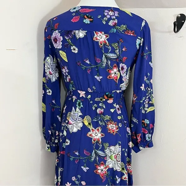Anthropologie Maeve Purple Floral Long Sleeve Ruffle Hem Dress XS/S - Image 6