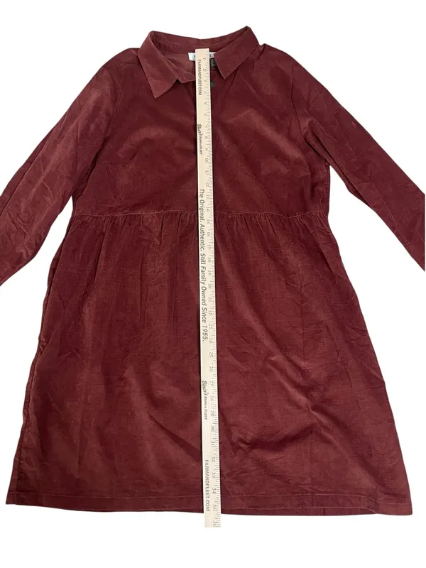 Nine West Rust Brown Button-Front Long Sleeve Shirt Dress - Image 6