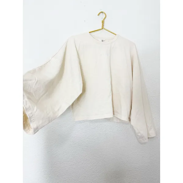 NWT Zara Cape Sleeve Cotton Shirt Size Medium Cream Beau Embroidered 4424/151 - Image 11