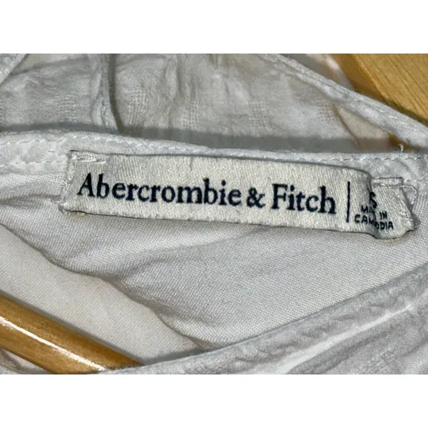 Abercrombie & Fitch White Sheer V-Neck Cap Sleeve Tie Back Peplum Blouse Size XS - Image 3