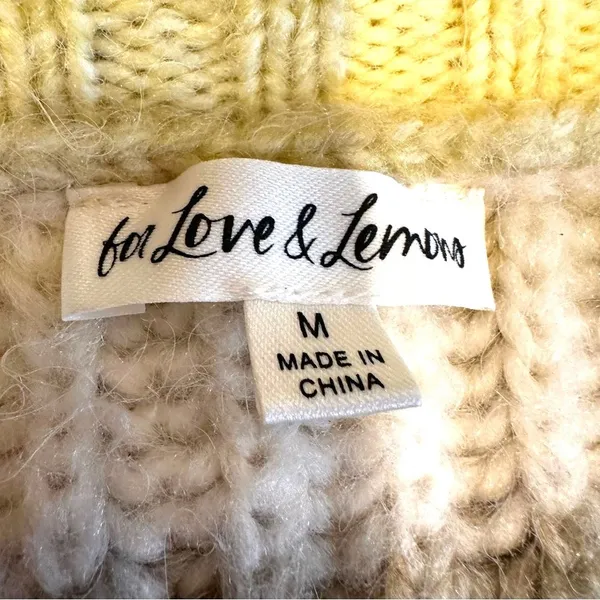 For Love & Lemons Celeste Chunky Knit Cardigan Womens M Yellow Ombre Boho Hippie - Image 10