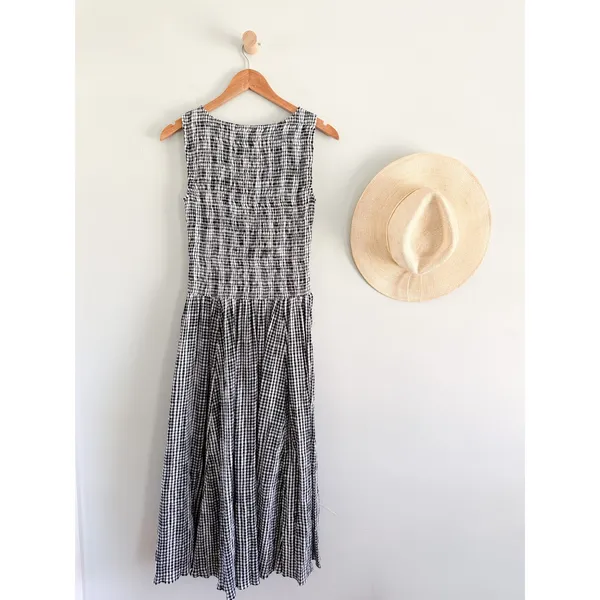 J.Crew | NWT Lina Smocked Midi Dress in Black White Gingham | Sz XS - Image 8