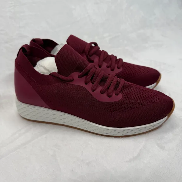 J/Slides Urban Sport Sneakers Knit Maroon‎ Lace Up Comfort Shoes Size 7 - Image 4