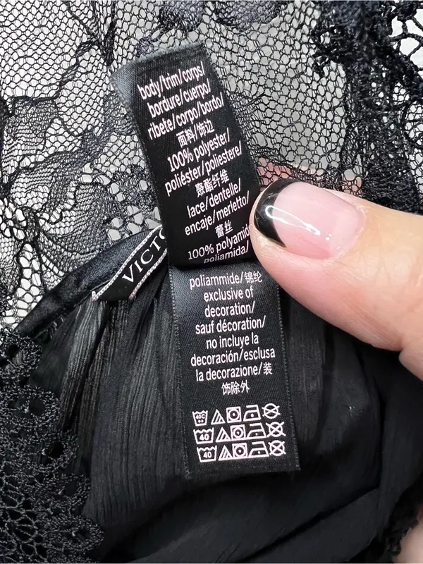 Victoria’s Secret Black Lace Semi Sheer Asymmetrical Whimsy Chemise Slip Top - Image 6