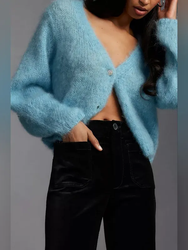 Maeve Colette Velvet High Rise Wide Leg Cropped Pants - Image 8
