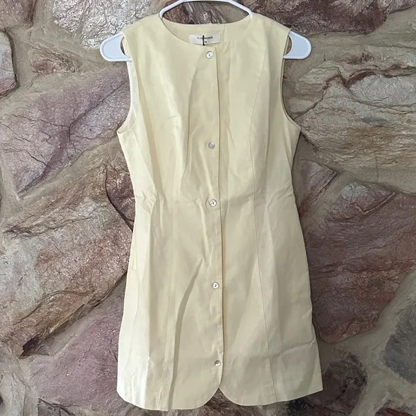 Commense Button-Front Cotton & Linen Sleeveless Dress size xs - Image 3