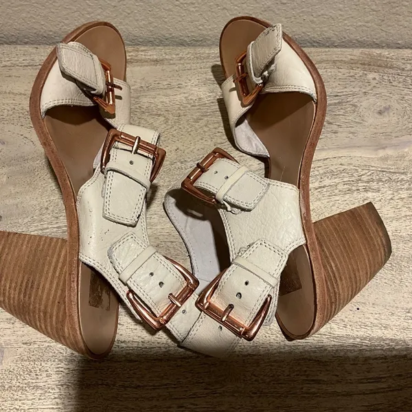 Dolce Vita DV Kanna Ankle Strap Sandals Ivory Leather Size 9 - Copper Buckles - Image 10