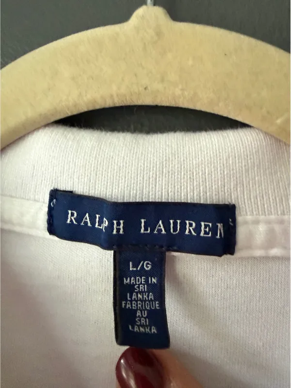 Ralph Lauren White Polo Shirt Dress with Navy Logo - Size Large - Image 4