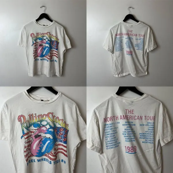The Rolling Stone Steel Wheels Tour T Shirt Medium M Womens White Single Band - Image 14