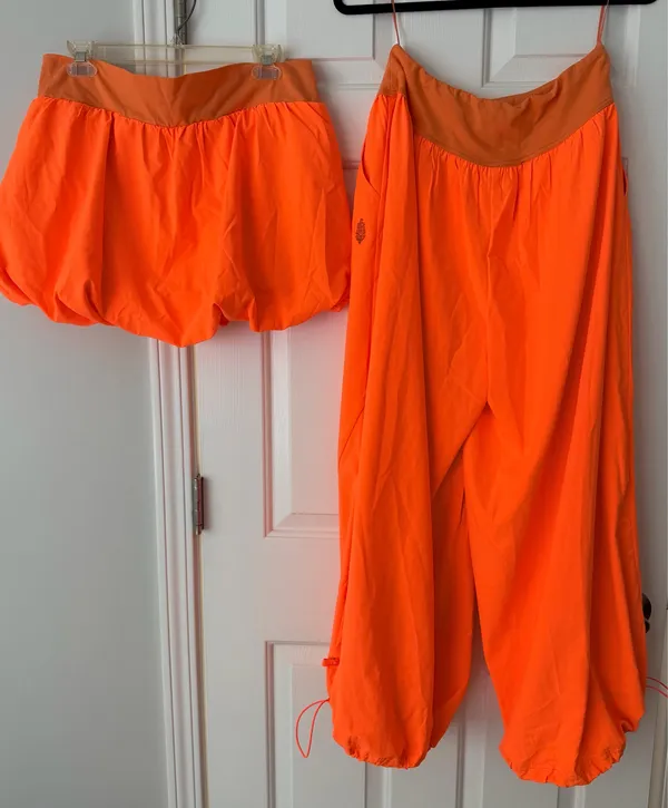 Free People Double Bubble Set in Hot Watermelon/ Neon Orange, Size L - Image 7