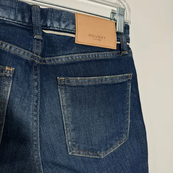 Moussy Vintage‎ Warren Skinny Blue Jeans Raw Hem Size 24 Designer Minimalist - Image 9